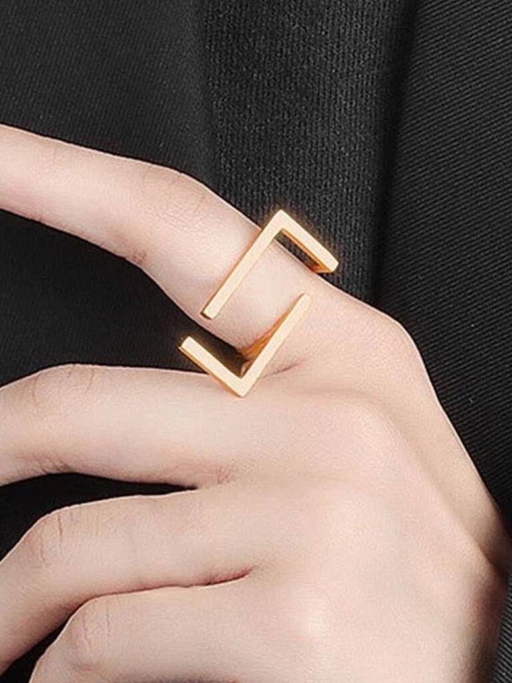 Modern Silver Open Geometric Ring - Men Accessories